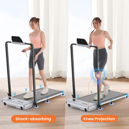 ANCHEER Portable Folding Walking Pad 300lb, 7.5 MPH Under Desk Treadmill with Remote Control & LED Display,2 in 1 Walking Pad Treadmill for Home/Office/Exercise(Pink)