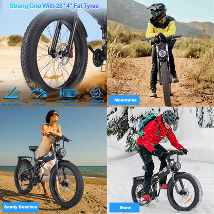 Dual Motor PEAK 3000W Electric Bike for Adults,31mph 48V 23Ah Electric Bicycle,26" Fat Tire Mountain Bike UL2849