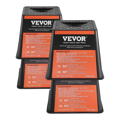 VEVOR Trailer Jack Block, 6000 lbs Capacity per RV Leveling Block, High-Quality Polypropylene RV Camper Stabilizer Blocks, RV Travel Accessories Use for Any Tongue Jack, Post, Foot, 5th Wheels, 4-Pack