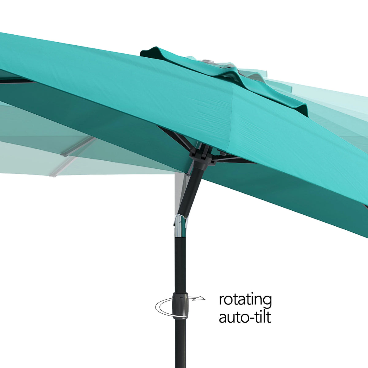 CorLiving 10 Foot Wind Resistant Patio Umbrella, Outdoor Parasol with Crank Tilt, Round Market Umbrella for Patio, Umbrella with Crank, Tilt Umbrella, Outdoor Umbrella, Turquoise