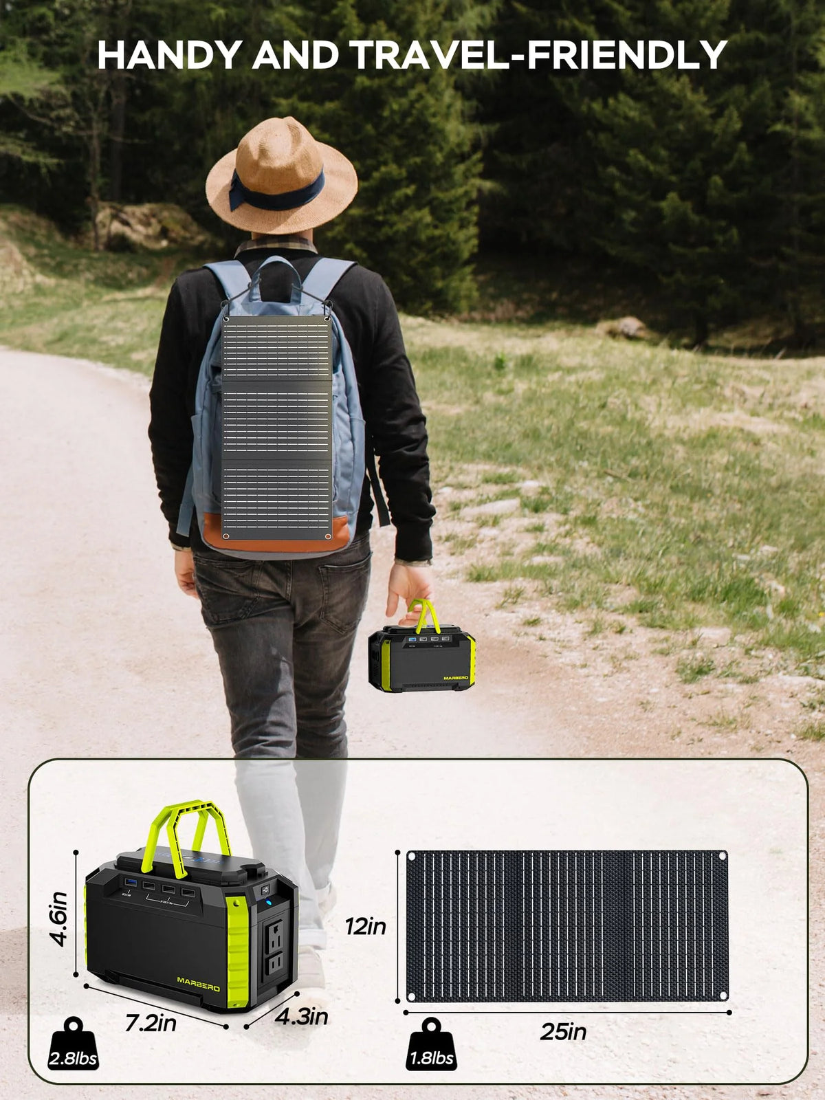 MARBERO 100W Portable Solar Generator with 30W Solar Panel