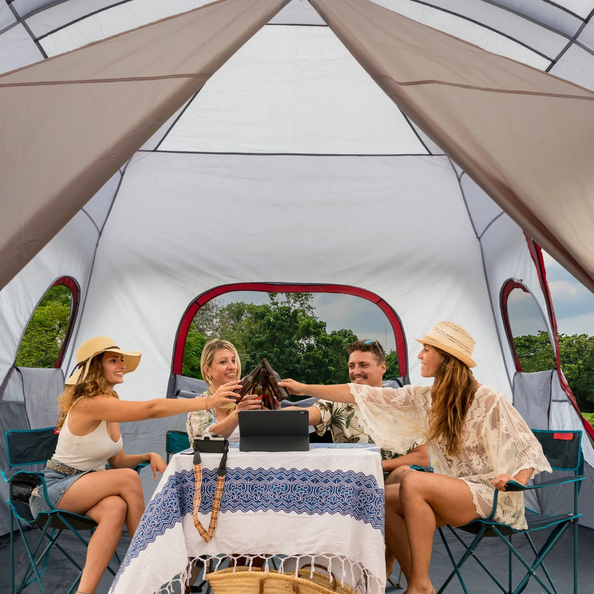 10 Person Family Cabin Tent, Huge Tent with 2 Room Design and Storage Pockets, Waterproof Big Tent for Outdoor, Picnic, Camping, Family Gathering