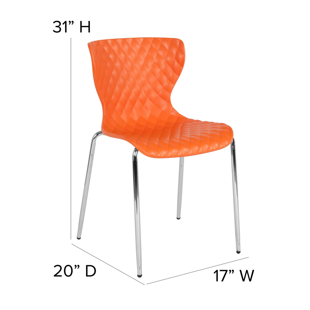 BizChair 4 Pack Contemporary Design Orange Plastic Stack Chair