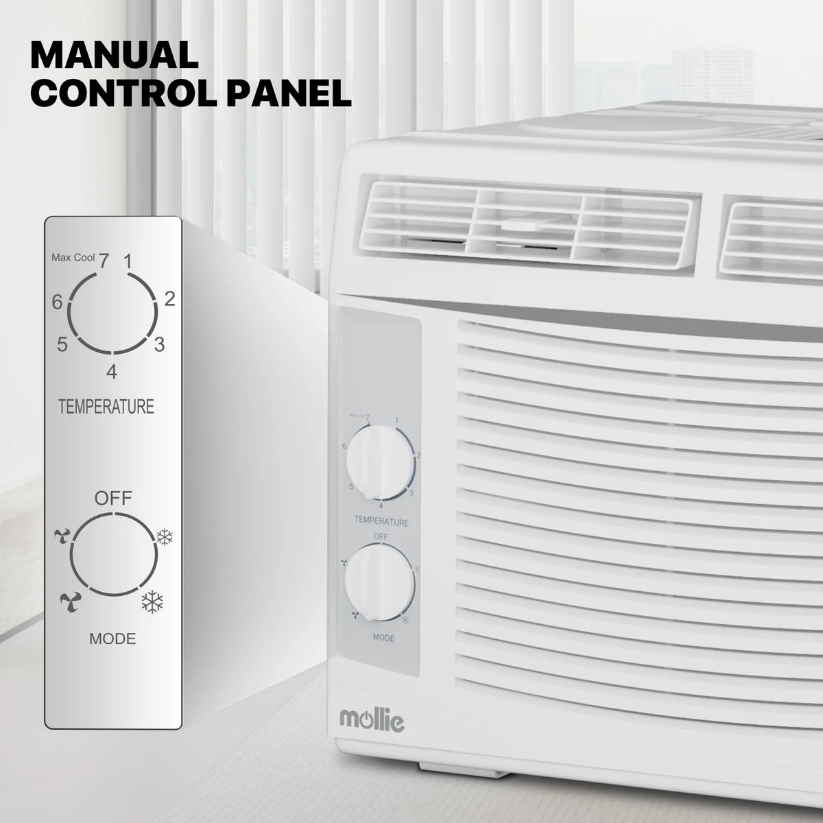 mollie 12,000 BTU 115V Window Air Conditioner, Cools Rooms up to 450 Sq.Ft., Window AC Unit with Remote Control, 24H-Timer and 3 Fan Speeds, White