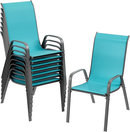 LAZY BUDDY Patio Chairs Set of 4, Stackable Outdoor Dining Chairs, Heavy Duty Breathable Chairs for Backyard, Garden, Lawn 330lbs