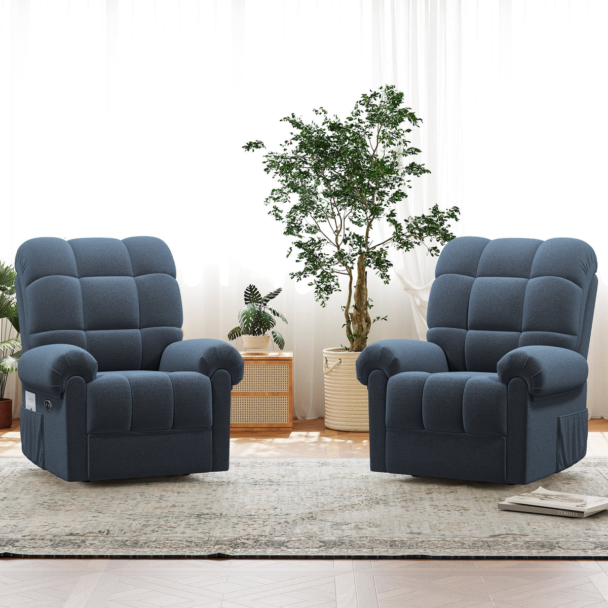 Power Recliner Chair,Electric Recline Sofa Chair for Adults with USB Port,Comfy Teddy Fleece Adjustable Cloud Sofa,Tool-Free Setup,Beige White
