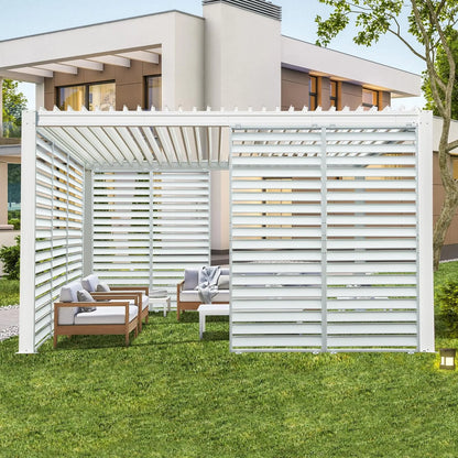 TOTAL Outdoor Waterproof Aluminum Privacy Screen for Louvered Pergolas, UV Resistant, Wind Blocking, Gray (Pergola Not Included)