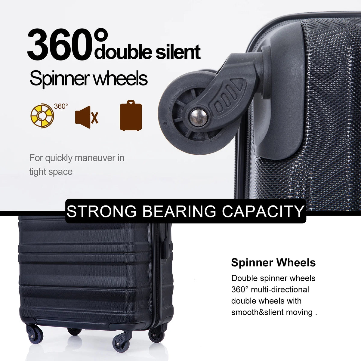 Tripcomp Hardside Luggage Set 3-Piece Set (21/25/29) Lightweight Suitcase 4-Wheeled Suitcase Set(Purple)