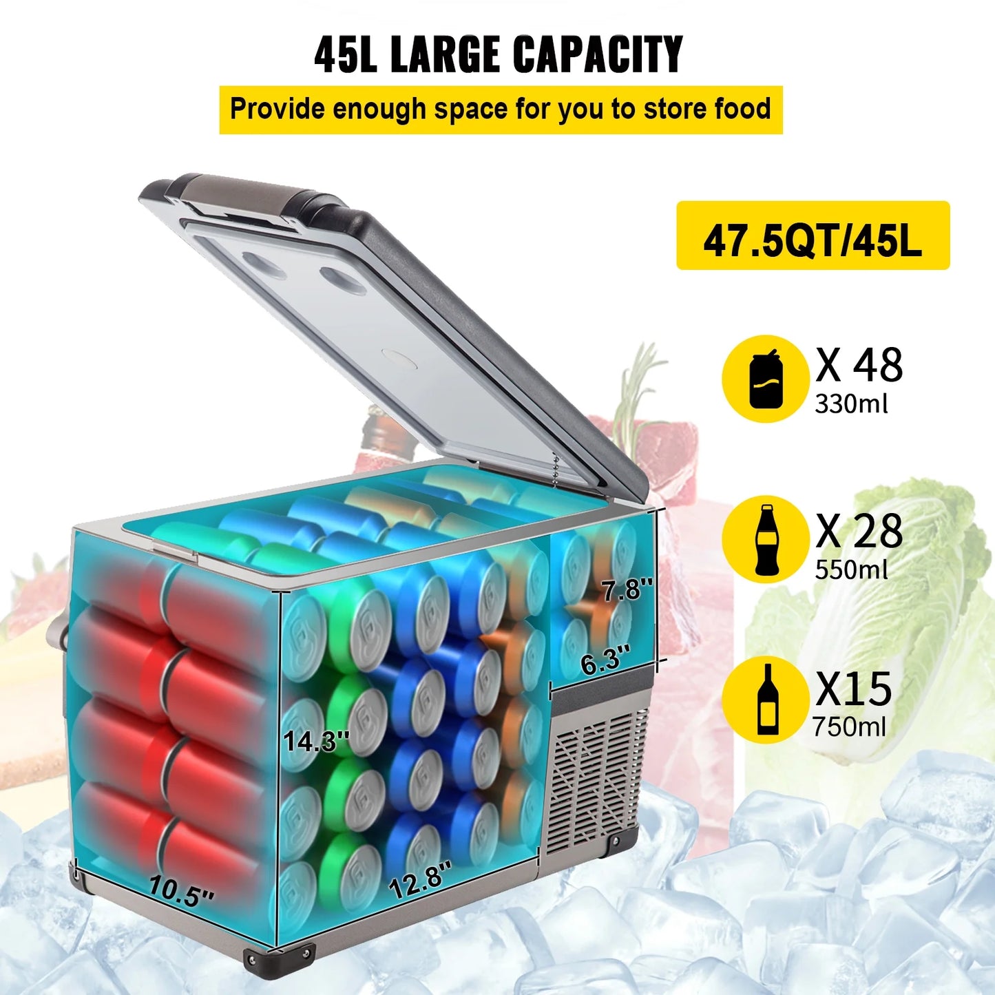 BENTISM 22L Portable Car Refrigerator, 23 Quart RV Fridge, 12/24V DC & 110-240V AC Vehicle Car Truck Boat Mini Electric Cooler for Driving Travel Fishing Outdoor and Home Use