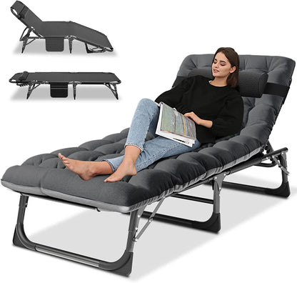 Slsy Folding Lounge Chair, 5-Position Adjustable Outdoor Reclining Chair, Folding Sleeping Bed Cot, Folding Chaise Lounge Chair for Pool Beach Patio Sunbathing