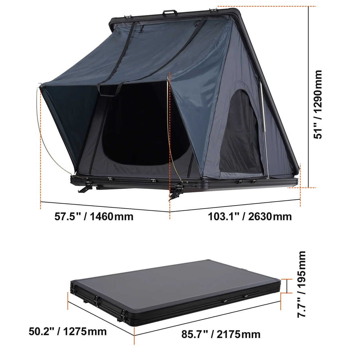 KFFKFF Hard Shell Rooftop Tent, Naturnest Model for 2-3 People, Includes Telescopic Ladder and Thick Mattress, Waterproof and Windproof, Suitable for Jeep, SUV, Van, and Pickup Trucks
