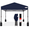 Best Choice Products 12x12ft Easy Setup Pop Up Canopy w/ 1-Button Setup, Wheeled Case, 4 Weight Bags - Navy Blue