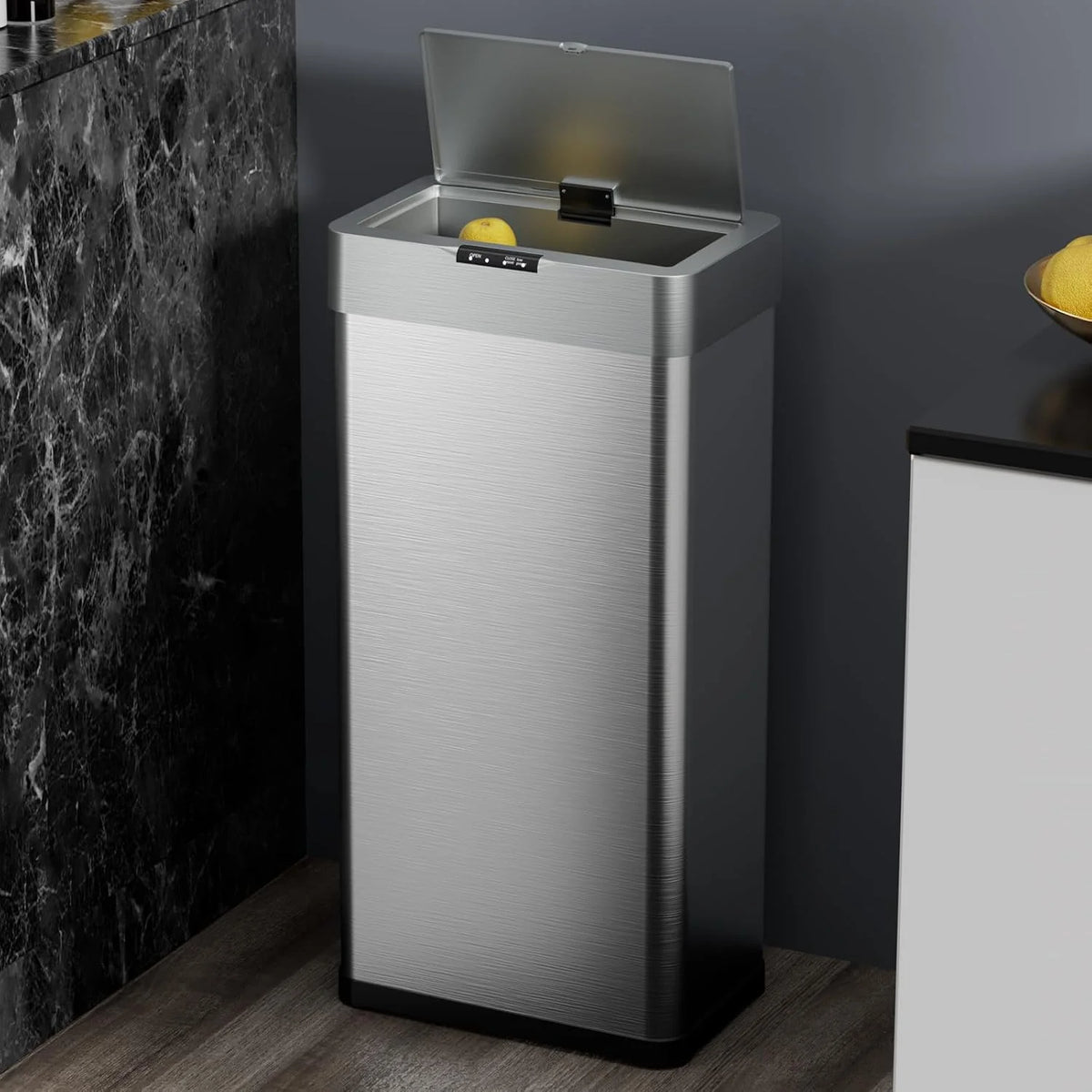 LAZY BUDDY 60 Liter / 16 Gallon Stainless Steel Motion Sensor Trash Can for Kitchen, Bathroom, Rectangular