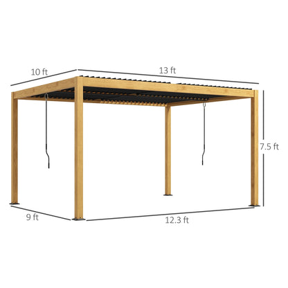 Outsunny 10' x 13' Louvered Pergola with Adjustable Roof, Aluminum Hardtop Gazebo for Patio, Deck, Garden, Yard, Beach