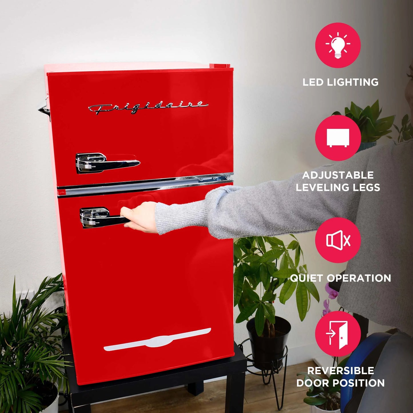 Frigidaire Retro 3.1 Cu ft Two Door Compact Refrigerator with Freezer, Red