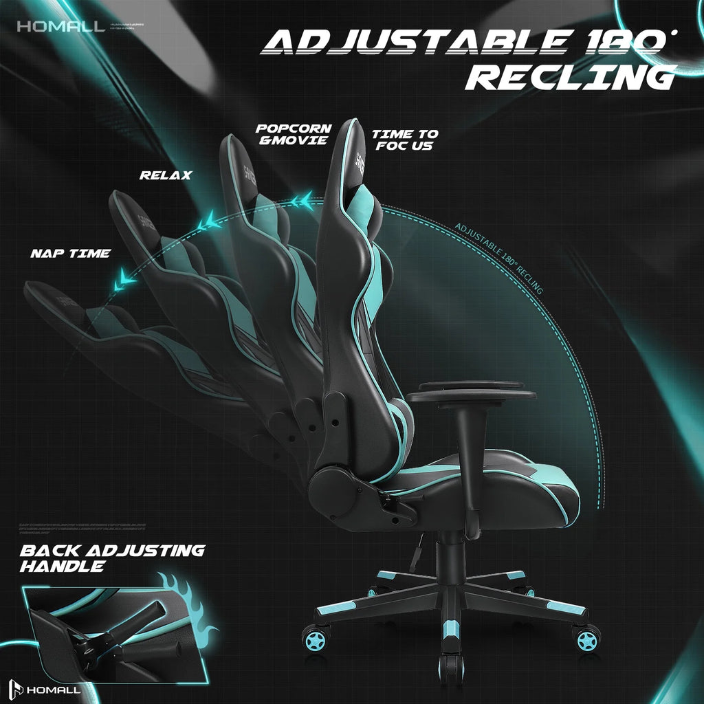 Homall Gaming Chair office Chair with Headrest & Lumbar Support, Pink