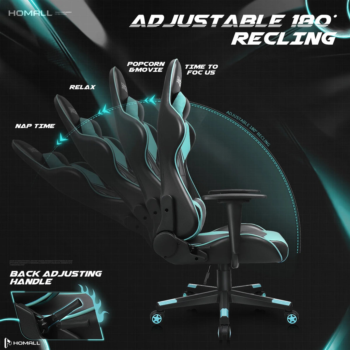 Homall Gaming Chair office Chair with Headrest & Lumbar Support, Pink