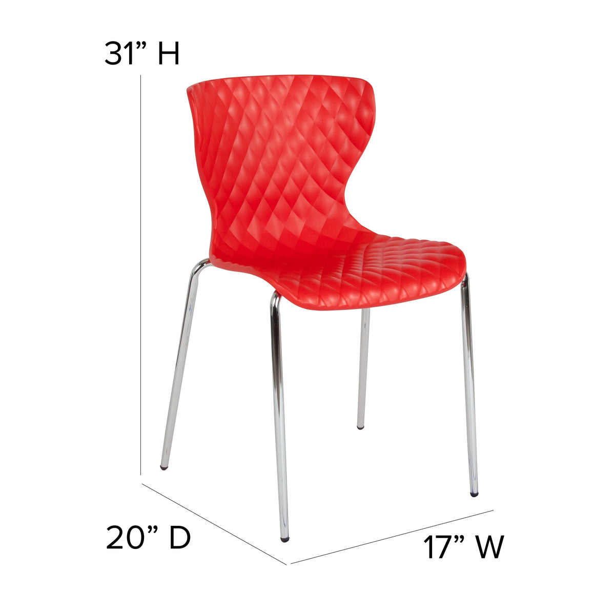 BizChair 4 Pack Contemporary Design Orange Plastic Stack Chair