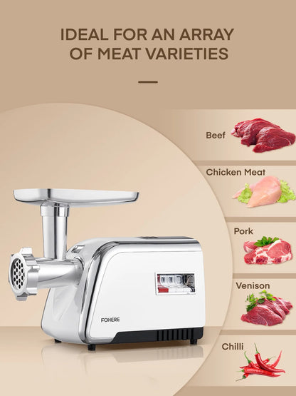 Electric Meat Grinder Heavy Duty,3000W Max 5 in1 Sausage Stuffer Maker with 4 Stainless steel Plates & 3 Blades,Sausage & Kubbe Maker Kit/Slider Maker