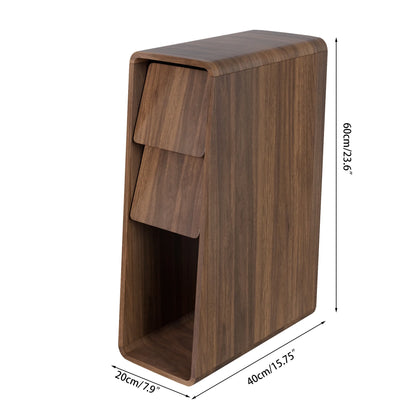 End Tables Set of 2, Small Side Table, Slim Side Table, Wood 2 Drawer Narrow Nightstand