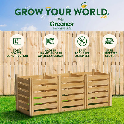 Greenes Fence Cedar Wood Composter 24" x 24" x 31", 77.3 gal.