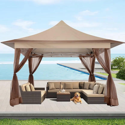 HOTEEL 12x12 EZ Pop Up Gazebo Tent with Sidewalls,Patio Gazebo Instant Shelter for Outdoor Party Camping Backyard Beach with Carry Bag,Stakes,Ropes,Gray