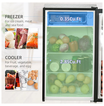 Mini Fridge with Freezer, 3.2 Cu.Ft Compact Refrigerator for Bedroom, Dorm, Apartment - Adjustable Thermostat, Reversible Door, Black