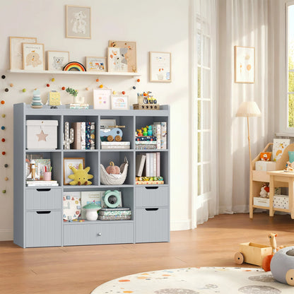 Homfa Kids Toy Storage Organizer with Cubby, Kids Toy Storage Chest with Removable Drawers, Kids Bookcase for Playroom Bedroom Living Room, Pink