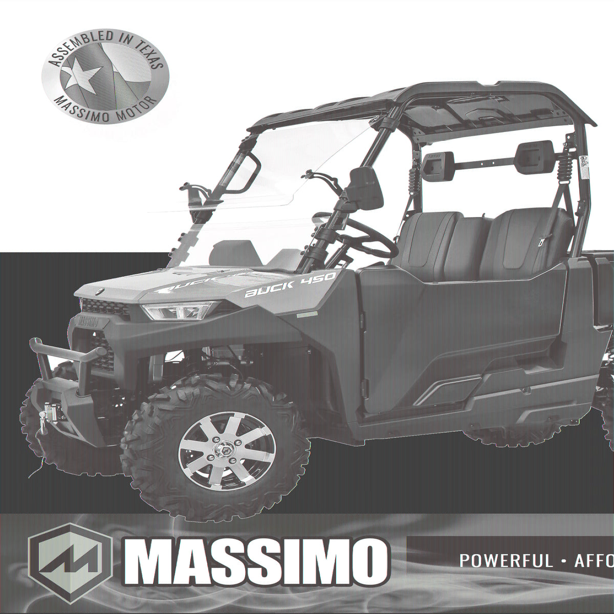 Massimo Buck 450 Side by Side UTV, EFI, 4 Stroke, 325cc, 25.5 HP, 4X4, 3000lb Winch - Red