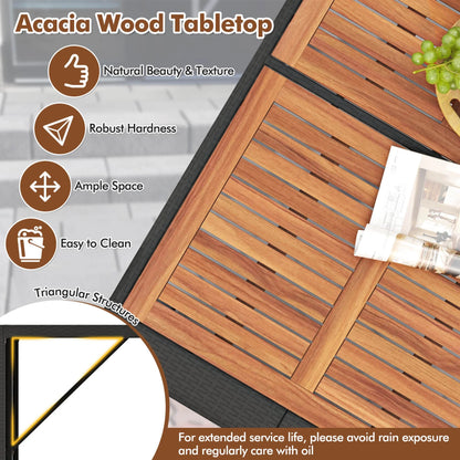 Costway 7 Pieces Patio Bar Set with Acacia Wood Tabletop & Removable Cushions Outdoor