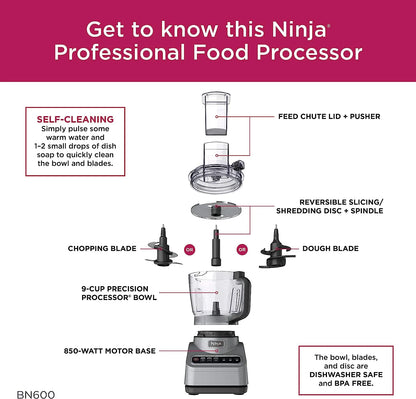 Restored Ninja Professional Plus Refurbished 9 Cup Food Processor, Silver (Refurbished)