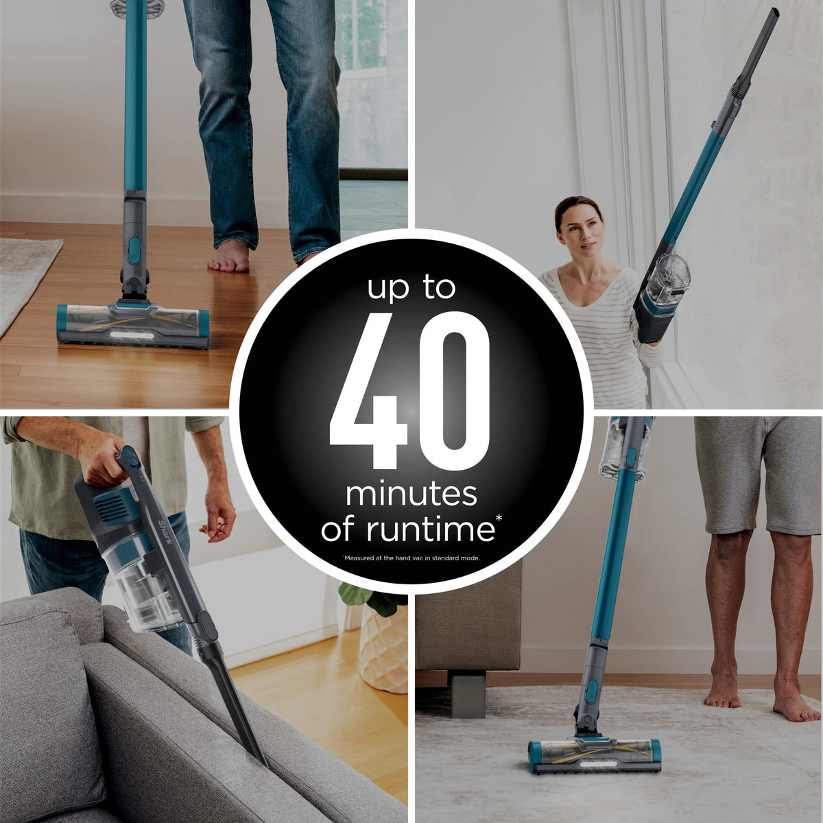 Shark Pet Pro Bagless Cordless Stick Vacuum, Carpets and Hardfloors, Powerfins Brushroll, No Hair Wrap, Up to 40 Min Runtime, XL Dust Cup, IZ240 Teal