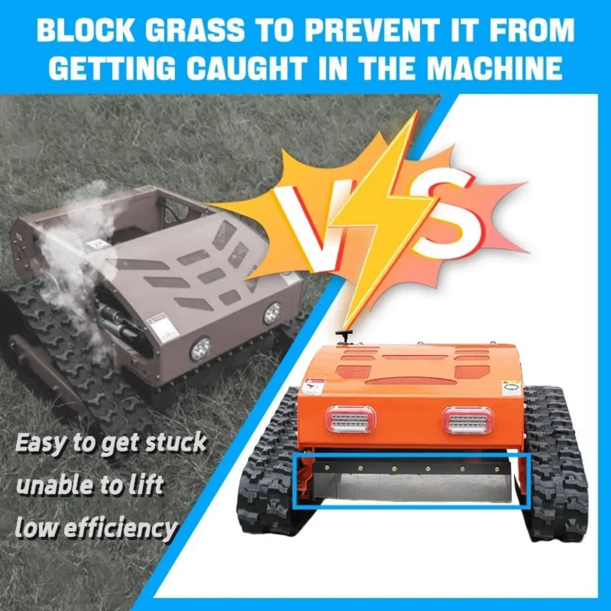 MachPro 300 lbs 9 HP Orange Remote Control Lawn, Mower Manganese Steel Blade, Adjustable Cutting Height, Speed, All Terrain Cordless Grass Cutter