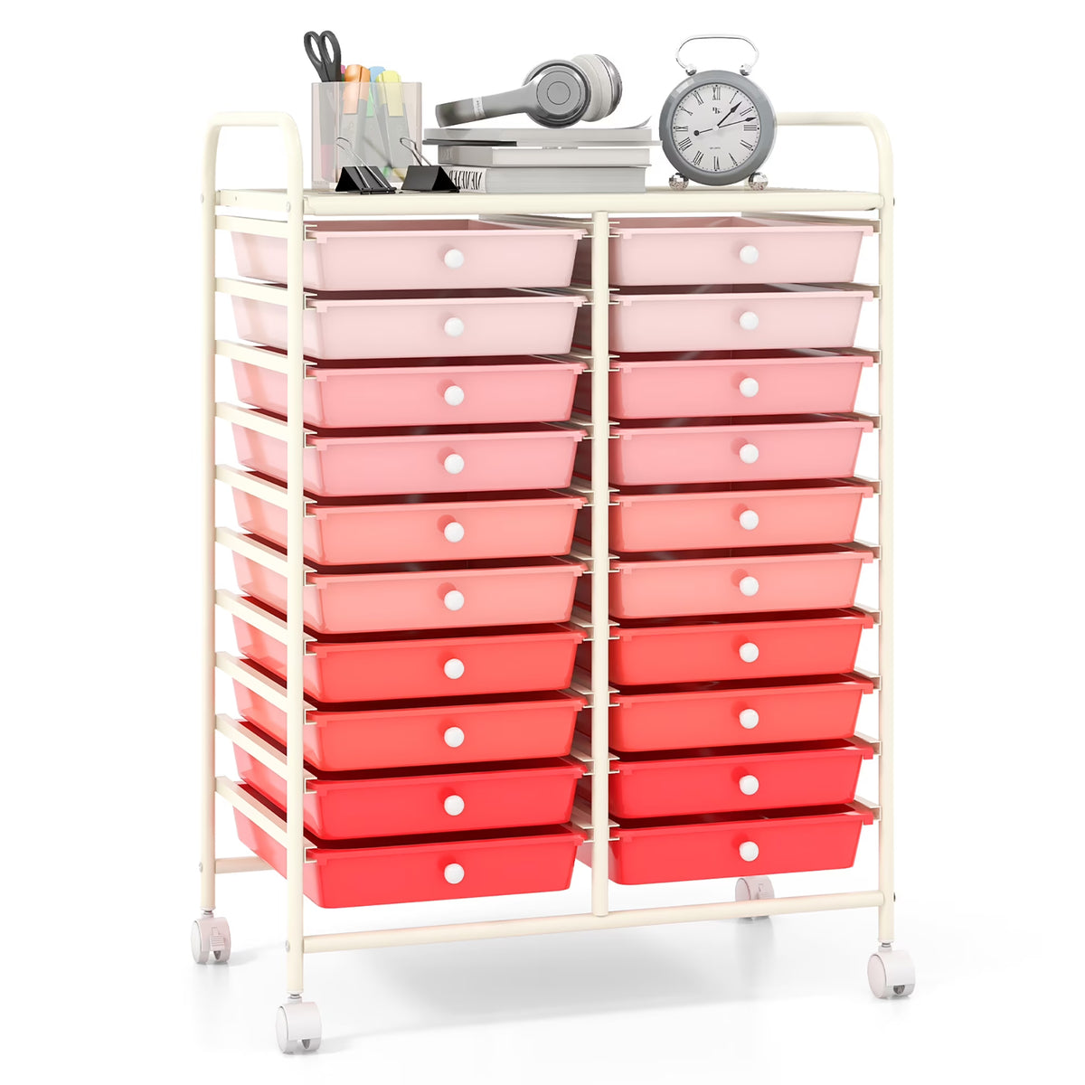 Gymax Office Rolling Cart 20 Storage Drawers Scrapbook Paper Studio Organizer Mutlicolor