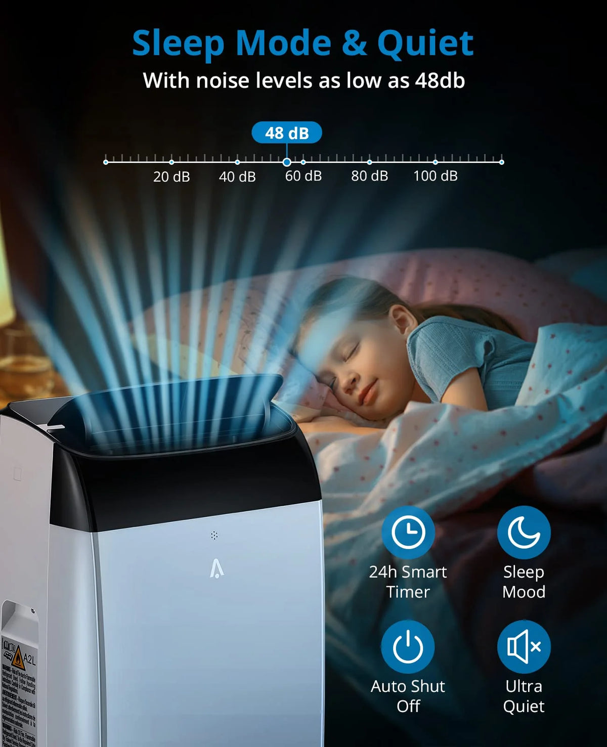 2025 New 14000 BTU Portable Air Conditioner Cools up to 750 Sq.Ft, 3-in-1 Quiet Portable AC Unit with Remote Control & Installation Kits for Large Room, 3 Speed, Auto Swing, 24H Timer