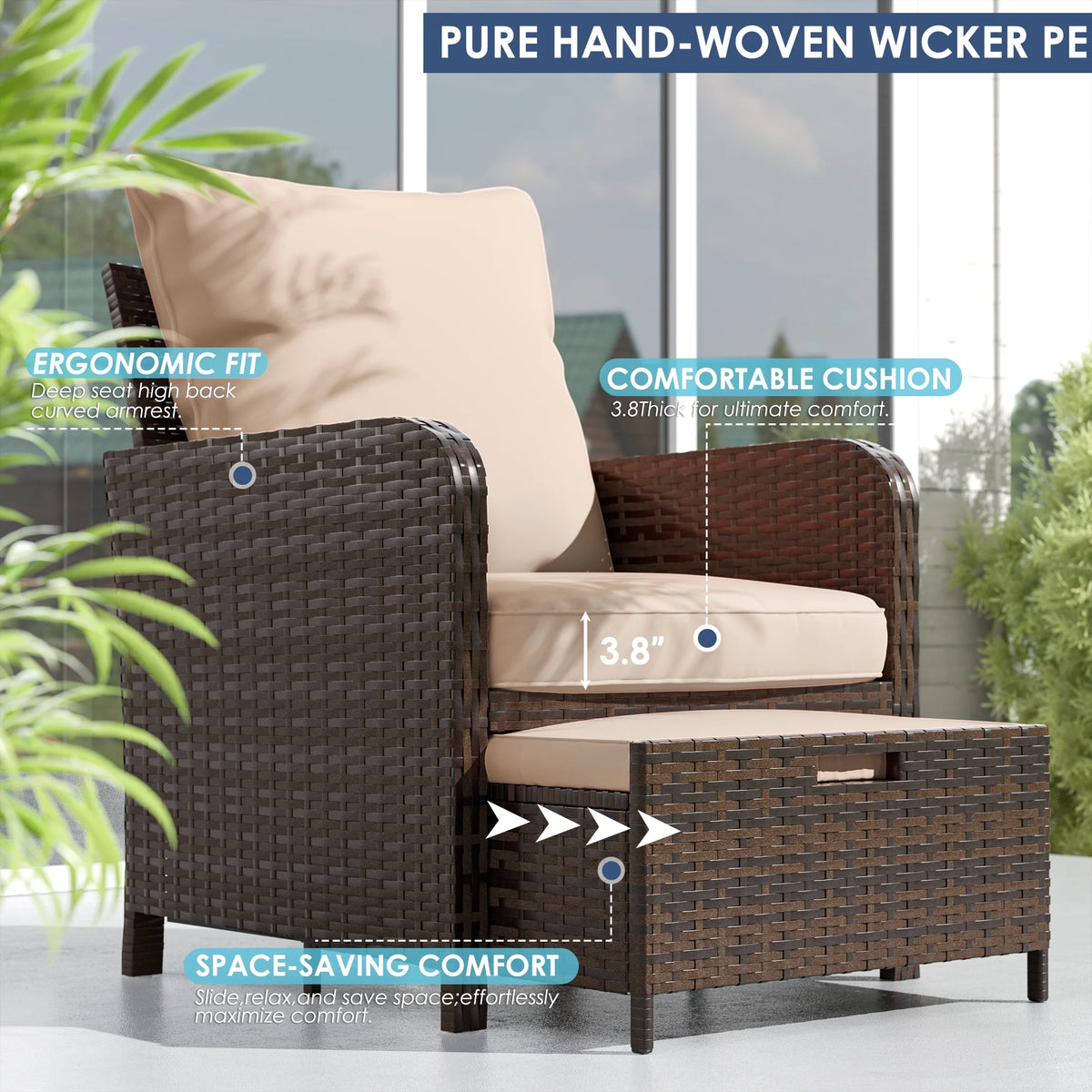 UDPATIO Balcony Furniture 5 Piece Patio Furniture Set, Outdoor Patio Chair , Dark Grey