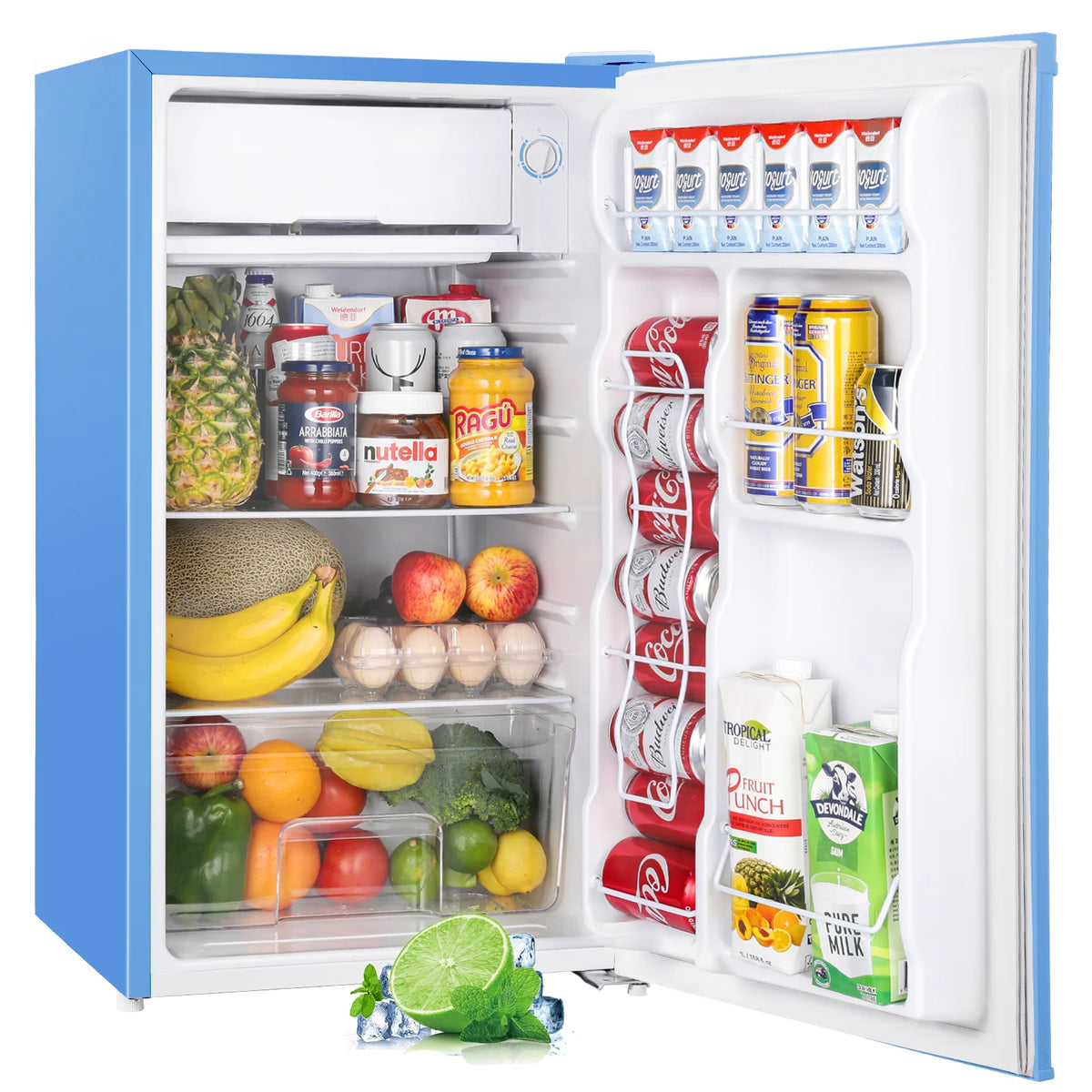 Upstreman 3.2 Cu.Ft. Mini Fridge with Freezer Single Door Small Refrigerator Adjustable Thermostat Compact Fridge with Reversible Door, Low Noise, BR321 Black