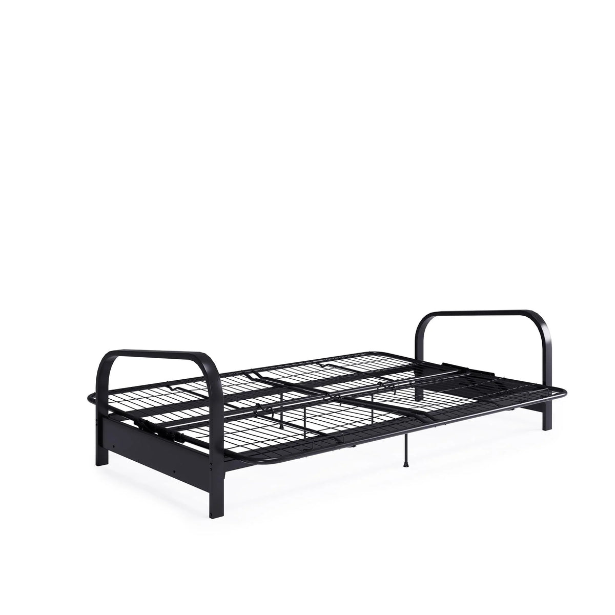 DHP College Metal Arm Futon, Black Frame with Gray Mattress