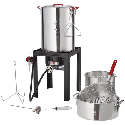 Masterbuilt 30QT Aluminum Turkey Deep Fryer Kit with High-Pressure Burner for Outdoor Use, Includes Poultry Rack and Thermometer