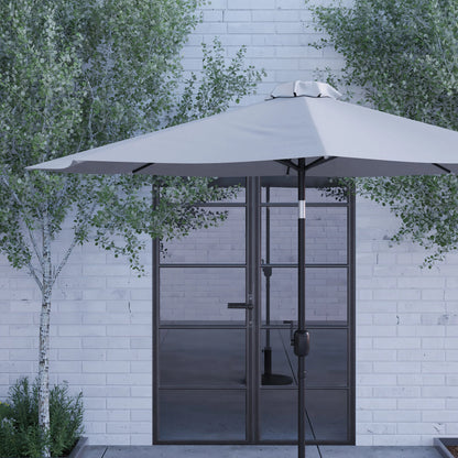 Merrick Lane Patio Umbrella with Base - 9' Tan Polyester Patio Umbrella - 30+ UV Protection - Waterproof Black Cement Base with 1.5" Diameter Aluminum Pole