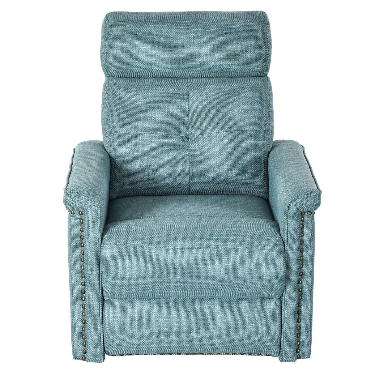 Dextrus Upholstered Recliner Chair Single Sofa Adjustable Home Theater Seating w Studded, Blue A