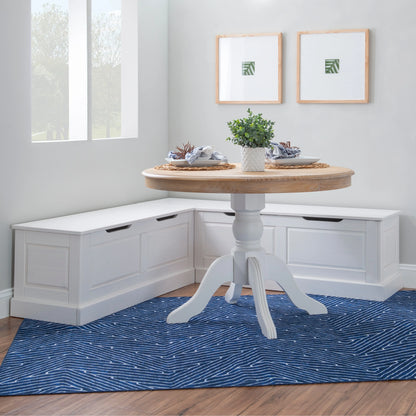 Linon Nook Bench Collection L-Shaped Wood Farmhouse Breakfast Bench with Hidden Storage, White