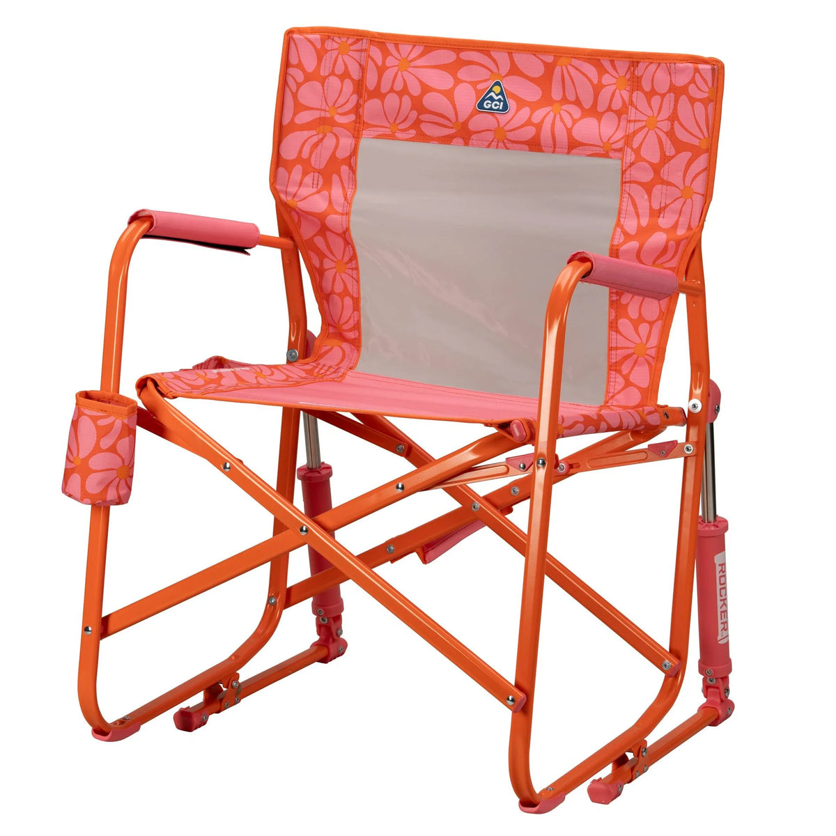 GCI Outdoor Freestyle Rocker Foldable Rocking Camp Chair, Purple Floral