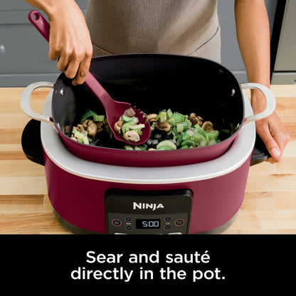 Ninja Foodi Possible Cooker, 8.5 Quart, 6-in-1 Multi-Cooker, Slow Cooker, Steamer, Glass Lid Integrated Cooking Utensil, Nonstick, Oven Safe Pot to 500°F, Cherry Tarte, MC1000WM