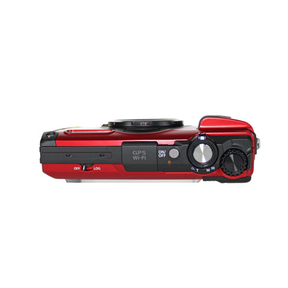 OM SYSTEM Tough TG-7 Red Underwater Camera, 44x Macro Shooting, 12MP, Float Strap, 64GB Card