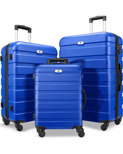 3 Piece Luggage Sets Hard Shell Suitcase Set with Spinner Wheels for Travel Trips Business 20" 24" 28", Rose Gold