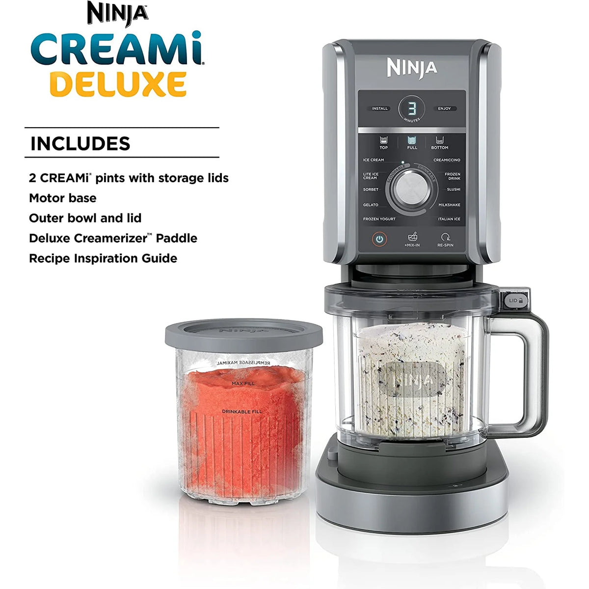 Restored Ninja CREAMi Deluxe 11-in-1 XL Ice Cream Maker, Silver (NC501) (Refurbished)