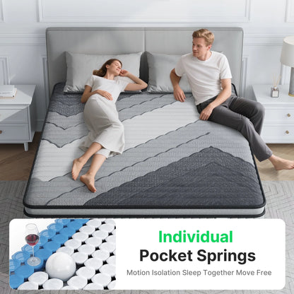 BEHOST Twin Mattress 10 inch, CertiPUR-US Certified Eco-Friendly Twin Memory Foam Mattress, Motion-Free Pocket Springs Hybrid Mattress Twin Size