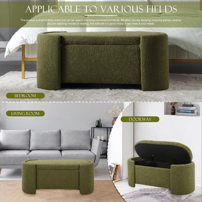 KINFFICT 43.3" Velvet End of Bed Bench for Bedroom, Upholstered Storage Ottoman Bench Entryway Bench with Storage for Living Room Bedroom, Green