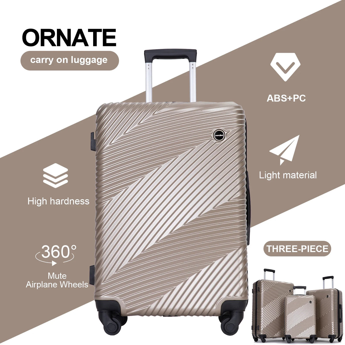 Tripcomp Luggage 3 Piece Set,Suitcase with Spinner Wheels Hardside Lightweight Luggage 20in24in28in.(Blue)